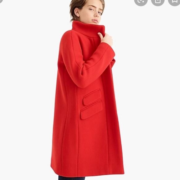 J. Crew Red Cocoon Wool Coat - Picture 2 of 10